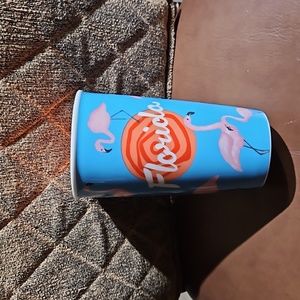 2015 Starbucks Florida Flamingos Print Ceramic Travel Coffee Tumbler Multicolor